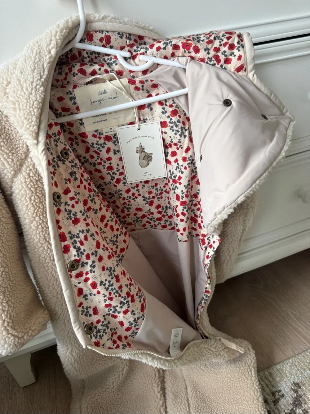 Konges Slojd grizz teddy onesie coverall 3Y cream off white